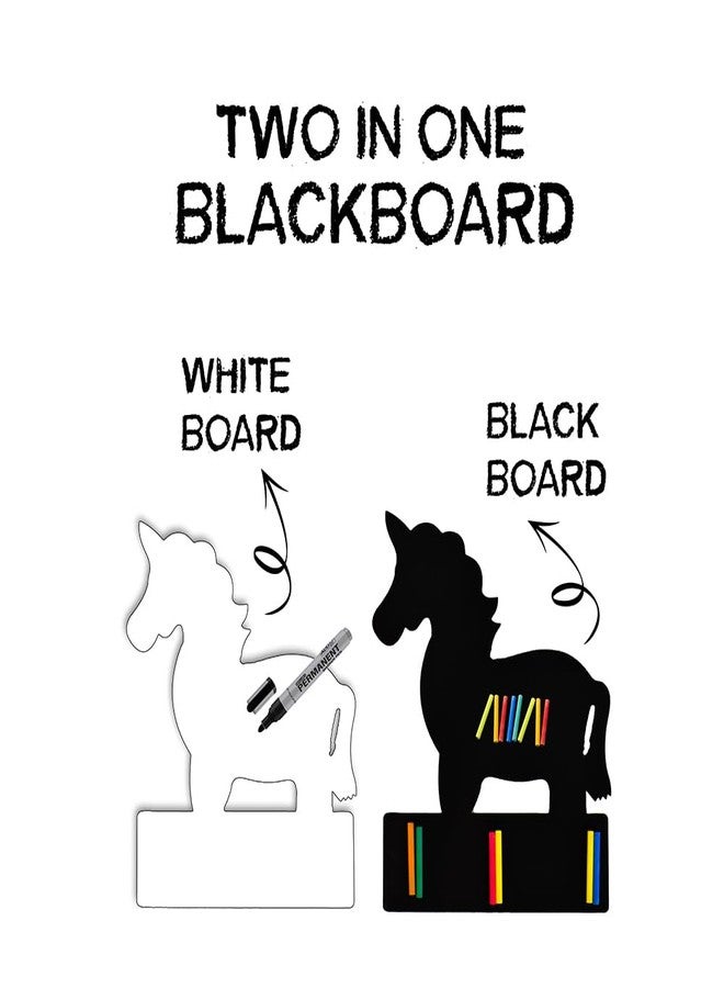 Ilearnngrow 2 in 1 Princess Writing Board | Black Chalkboard & White Marker Board + with 6 Chalks & Duster for Learning, Creativity & Fun - Image 3