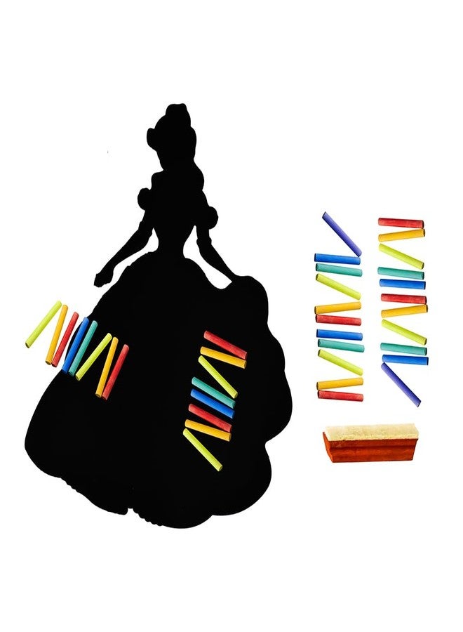 Ilearnngrow 2 in 1 Princess Writing Board | Black Chalkboard & White Marker Board + with 6 Chalks & Duster for Learning, Creativity & Fun - Image 1