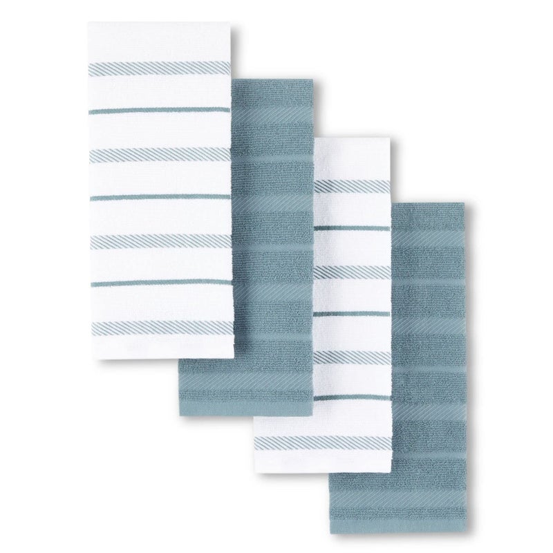 KitchenAid Albany Kitchen Towel 4Pack Set Fog BlueWhite 16x26