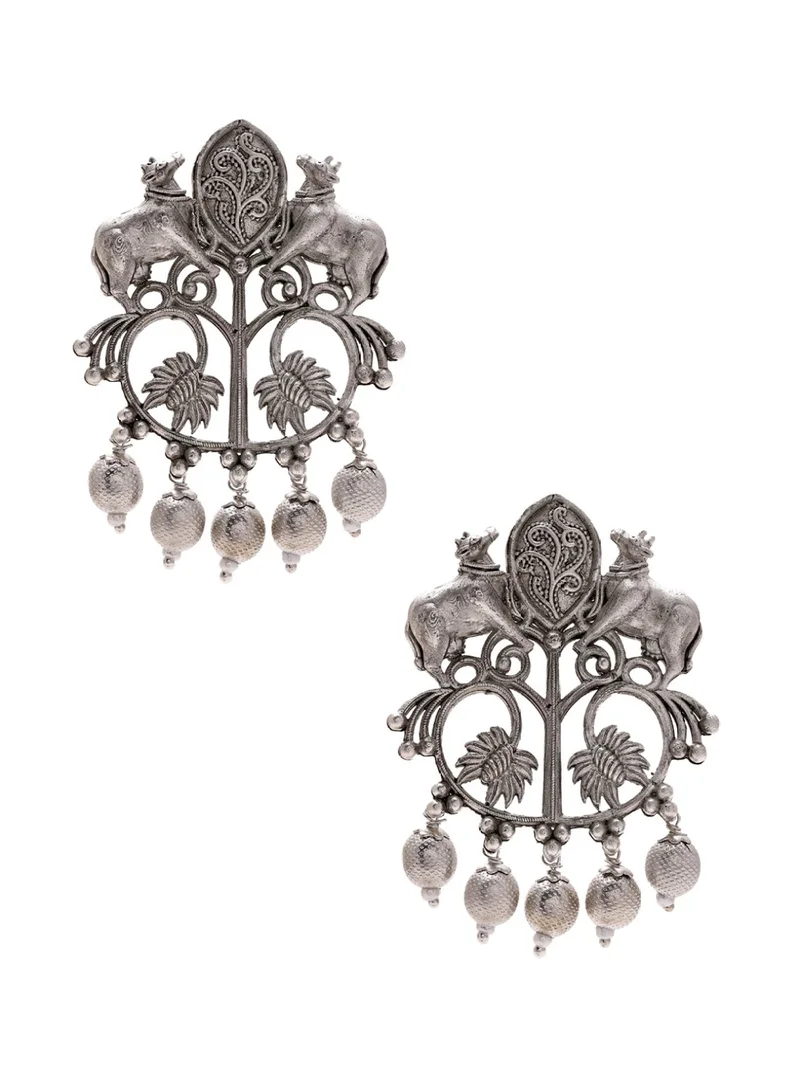 Priyaasi Plated Oxidised Contemporary Drop Earrings