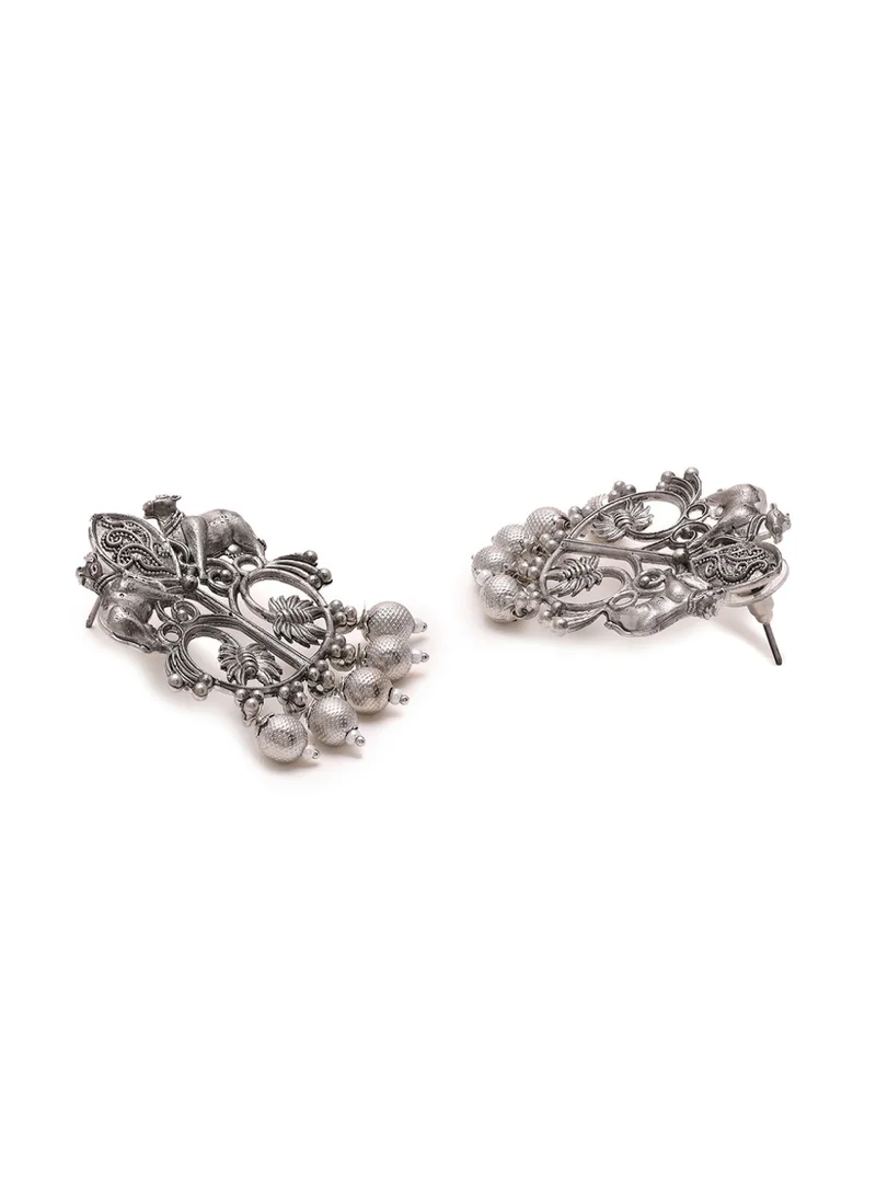 Priyaasi Plated Oxidised Contemporary Drop Earrings