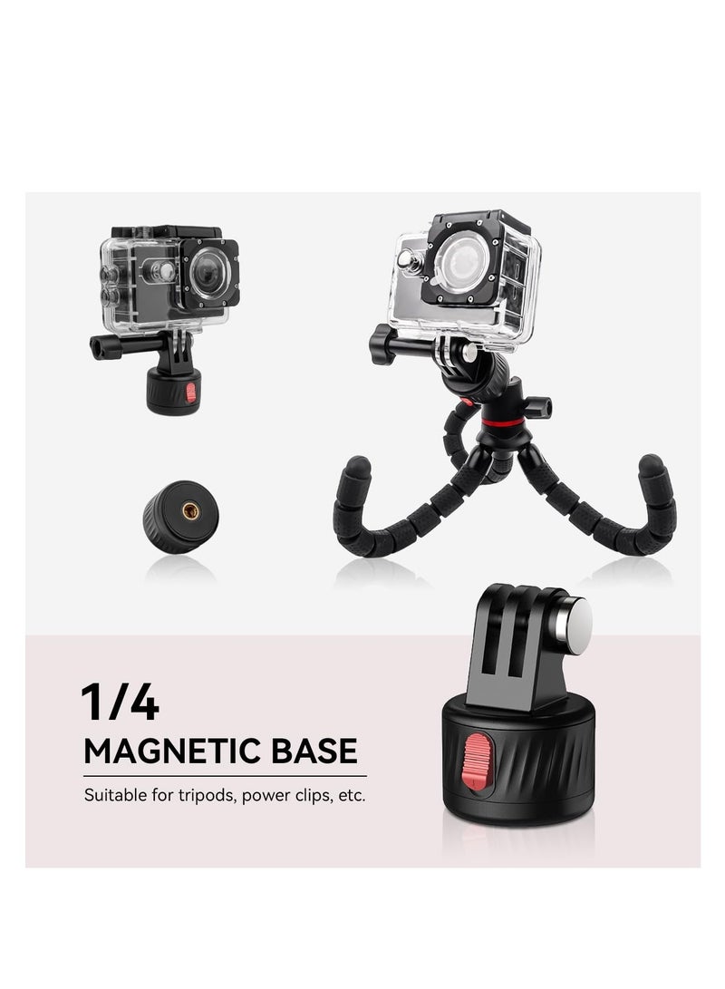 SYOSI Magnetic Quick Release Adapter for Gopro, 4 in 1 Tripod Mount Accessories, for Bike/Helmet/Clamp Clip Mount/Suction Cup Fit for GoPro Hero 12 11 10 9 8 7 6 5, Black insta360 DJI Action Camera  - Image 5