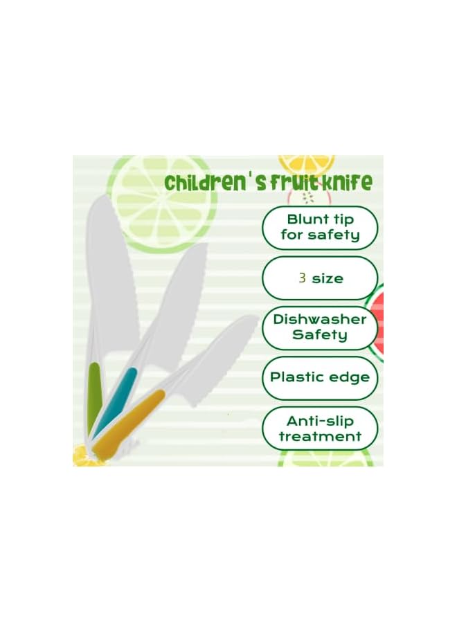 Raxoom 7 Pieces Kids kitchen Knife Set, Children's Cooking Safety Plastic Knife Potato Wavy Chopper Cutter Kids Fruit Baking Knife Toddler Kitchen Tools Kids Apron - Image 3