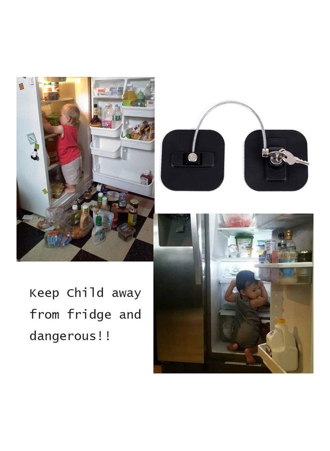 2-Piece Fridge Freezer Door Lock With 4 Keys Black - Image 5