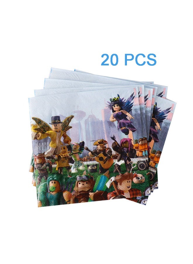 Roblox Themed Birthday Party Supplies Set - Hats, Plates, Napkins, Forks, Spoons & Favors - Image 3