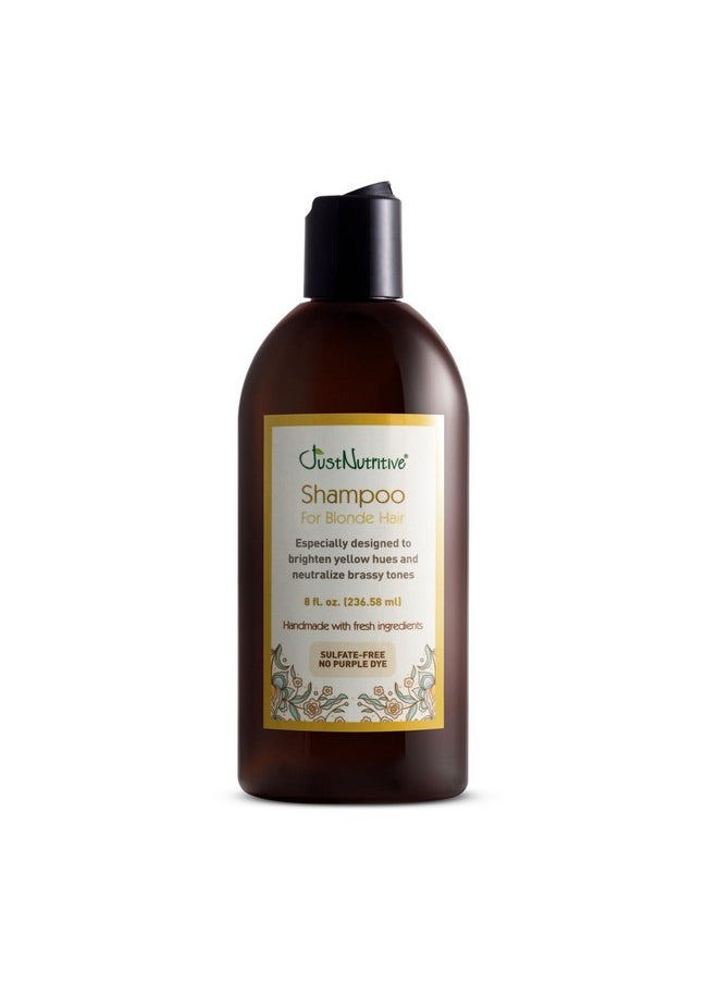 Just Nutritive Shampoo For Blonde Natural & Colortreated Hair Neutralize Brassy Tones No Purple Or Blue Shampoo Paraben Free Phthalate Free Silicone Free 8 Oz. Bottle  - Image 1