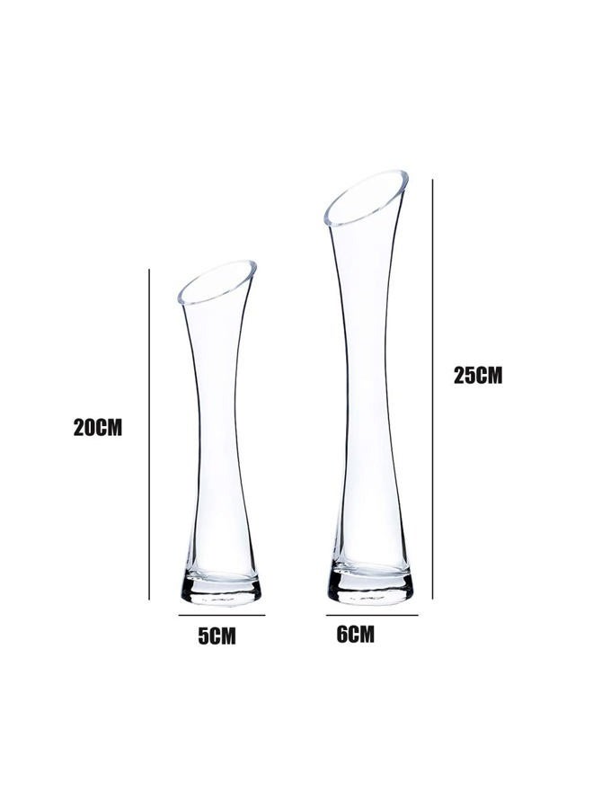 Quupy 20CM Small Flower Vase Tall Thin Narrow Necked Glass Vases Clear Mini Mouth Single Stem Vases for Decorative Home Decor Living Room Office and Centerpieces - Image 2