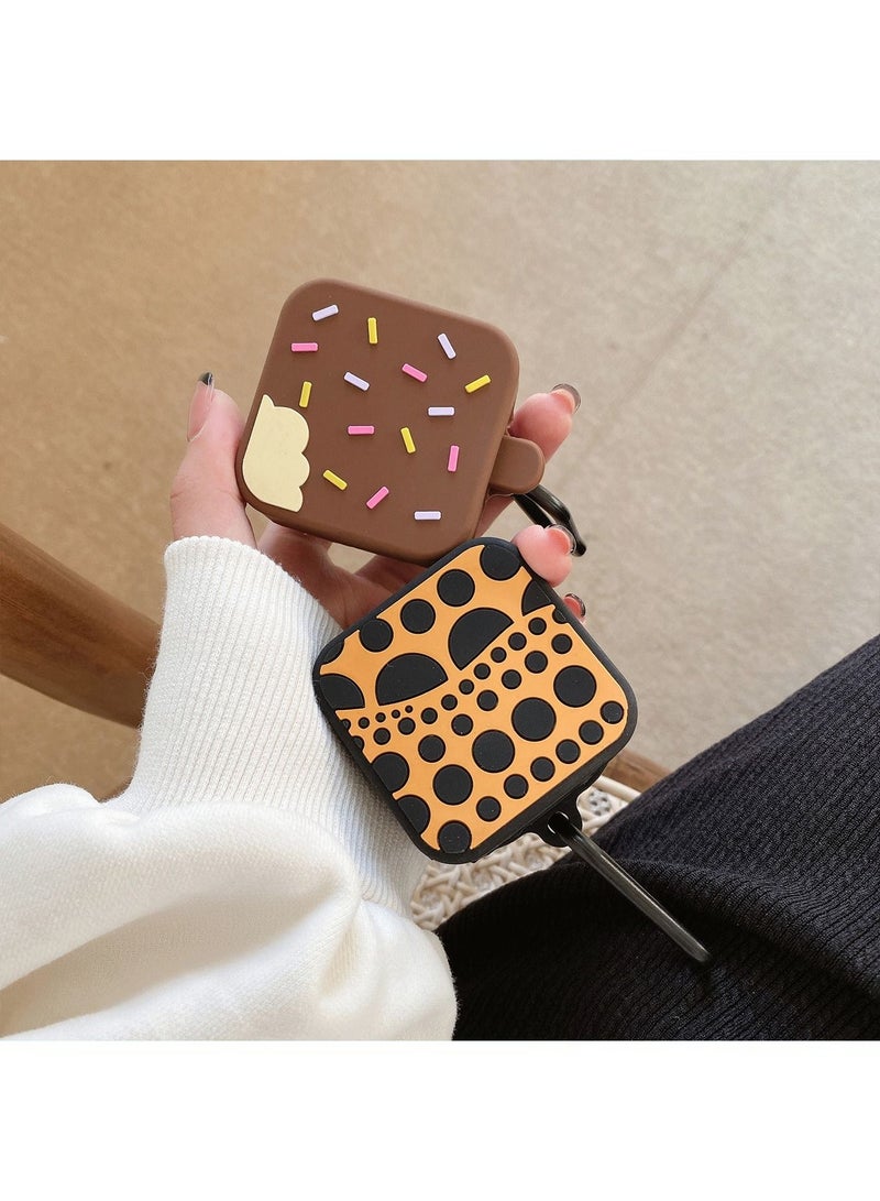 Case Compatible with Samsung Galaxy Buds 2 Case (2021) Galaxy Buds Pro Case (2021) Galaxy Buds Live Buds 2 Pro Cartoon Silicone Full Protective Cute Covers for Girls Women Brown Ice Cream - Image 5