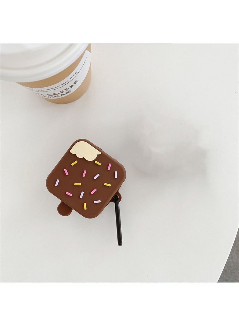 Case Compatible with Samsung Galaxy Buds 2 Case (2021) Galaxy Buds Pro Case (2021) Galaxy Buds Live Buds 2 Pro Cartoon Silicone Full Protective Cute Covers for Girls Women Brown Ice Cream - Image 2
