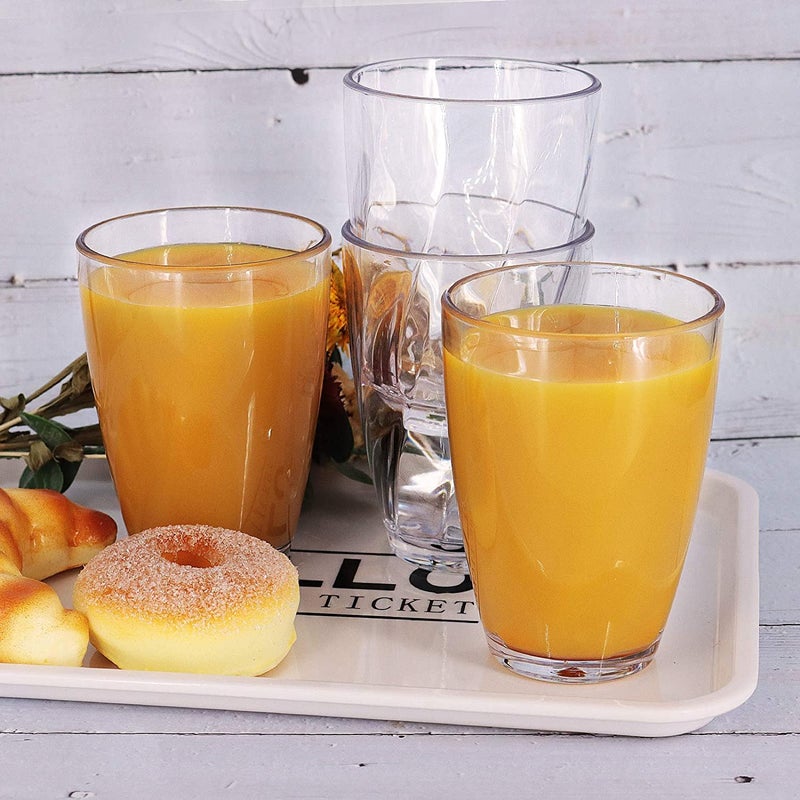 Goldmeet Acrylic Drinking Glasses  Clear 12oz/350ml Plastic Tumblers Set of 4  Stackable Break-Resistant  Dishwasher-Safe for Cold Drinks  Juice  Milk - Image 3