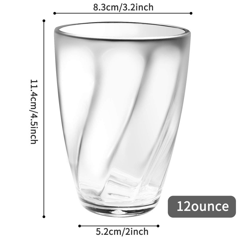 Goldmeet Acrylic Drinking Glasses  Clear 12oz/350ml Plastic Tumblers Set of 4  Stackable Break-Resistant  Dishwasher-Safe for Cold Drinks  Juice  Milk - Image 2