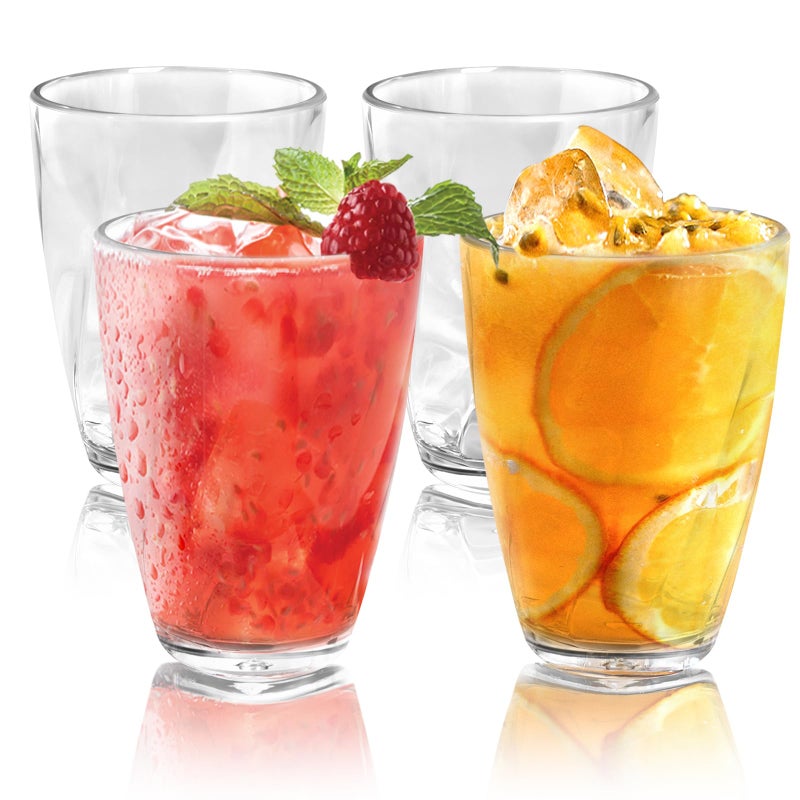 Goldmeet Acrylic Drinking Glasses  Clear 12oz/350ml Plastic Tumblers Set of 4  Stackable Break-Resistant  Dishwasher-Safe for Cold Drinks  Juice  Milk - Image 1