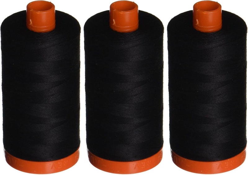 3-PACK - A1050-2692 Mako Cotton Thread Solid 50WT 1422Yds Black