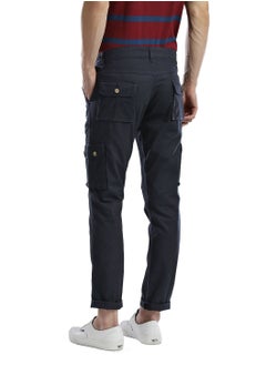 Hubberholme Relaxed Fit Navy Slim Fit Cargo Trousers for Men  - Image 2
