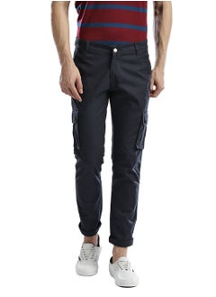 Hubberholme Relaxed Fit Navy Slim Fit Cargo Trousers for Men  - Image 1