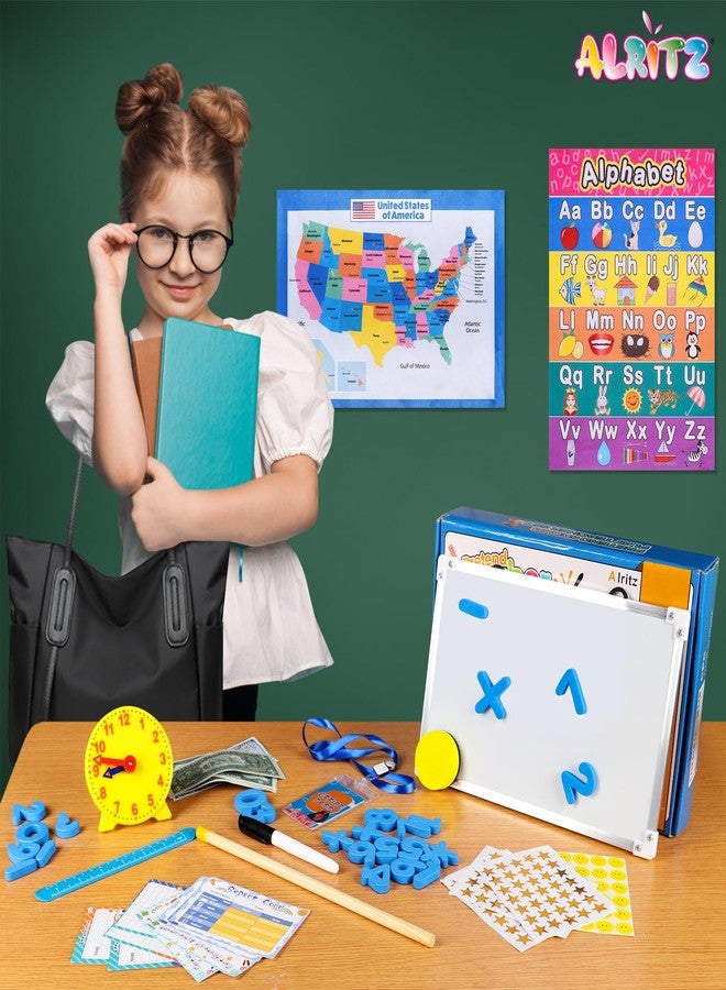 Alritz Pretend Play Teacher Set Classroom Learning Education Includes Reusable White Board Bell Clock and More, Be Teacher Student, for Boys Girls 5 6 7 8 9 10 11 12 +Years Old - Image 3