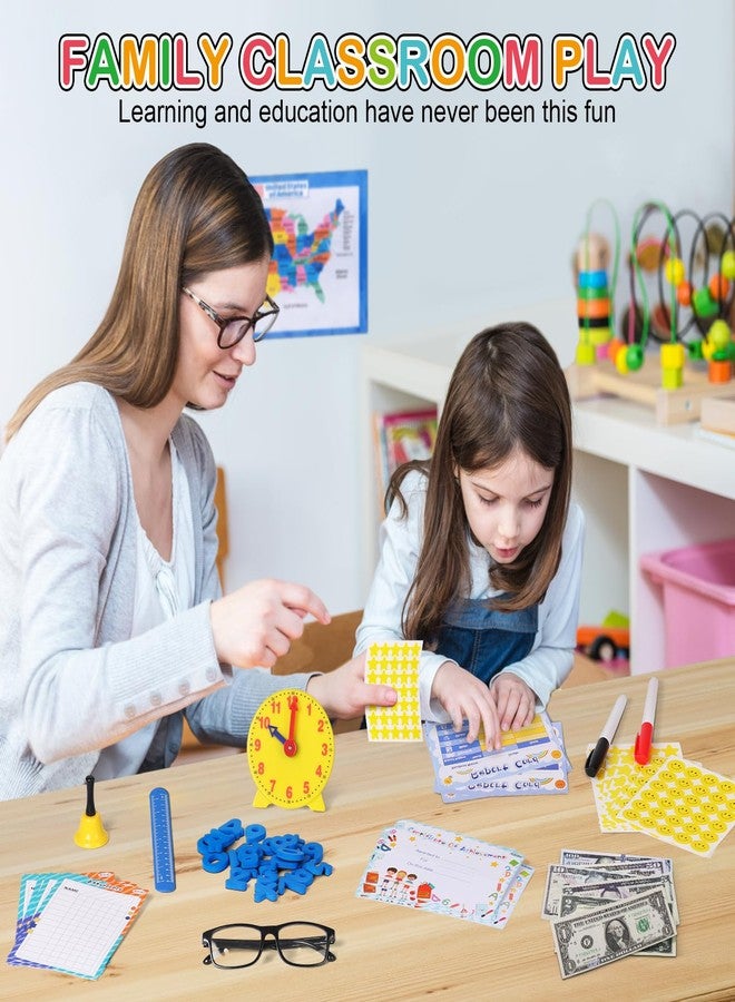 Alritz Pretend Play Teacher Set Classroom Learning Education Includes Reusable White Board Bell Clock and More, Be Teacher Student, for Boys Girls 5 6 7 8 9 10 11 12 +Years Old - Image 5