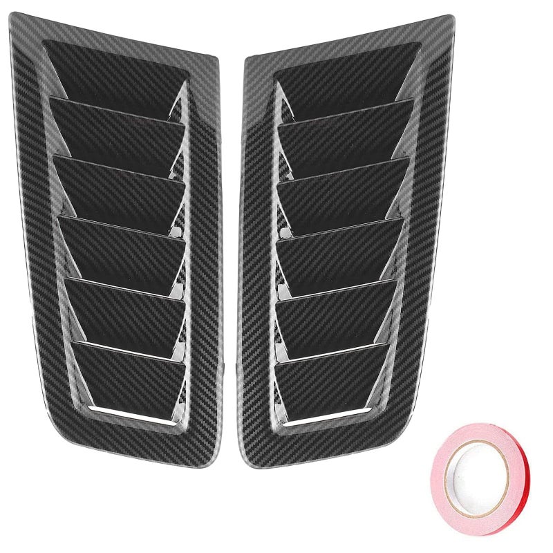 Plobeda Car Hood Vent Scoop Cold Air Flow Intake Fitment Bonnet Cover Hood Vent Fits for RS MK2 Universal Carbon Fiber Black