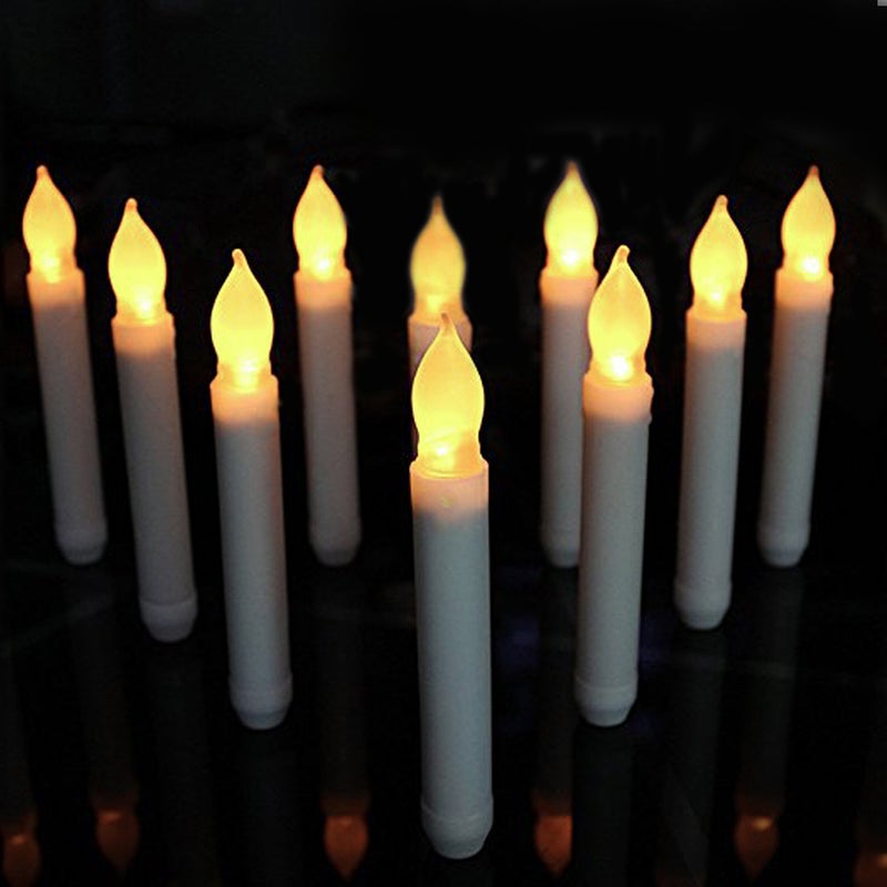 12pcs Flameless Candle Flickering Slim Candles for Home Wedding Decoration Without Battery Warm White Light - Image 1