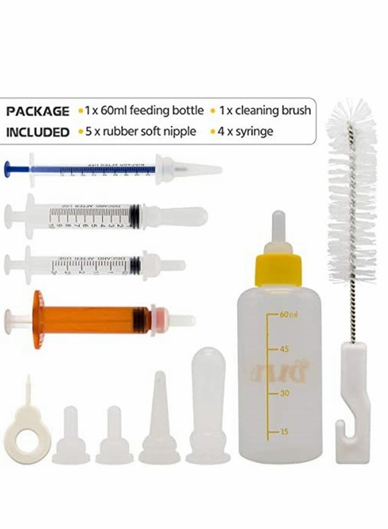 Zikra Kitten Puppy Feeding Bottles Newborn Small Animals Milk Bottles for Nursing with Replacement Nipples, Pet Feeder Set - Image 2