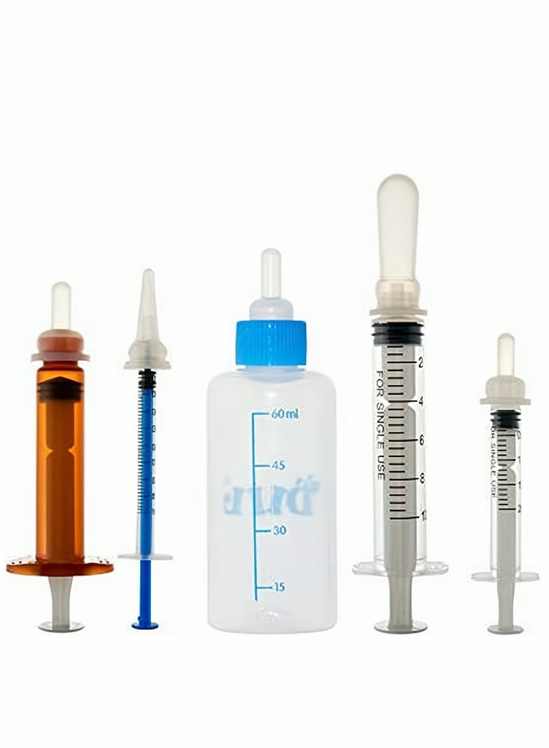 Zikra Kitten Puppy Feeding Bottles Newborn Small Animals Milk Bottles for Nursing with Replacement Nipples, Pet Feeder Set - Image 1