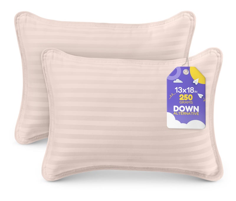 Utopia Bedding Toddler Pillow (Light Pink, 2 Pack), 13x18 Pillows for Sleeping, Soft and Breathable Cotton Blend Shell, Small Kids Pillow Perfect for Toddler Bed and Travel (Intended for age 2 and up) - Image 1