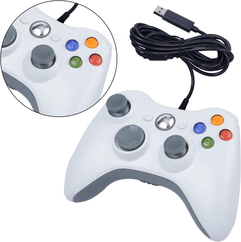 ONE250 USB Wired Game Pad Controller, Compatible with Xbox 360, Xbox 360 Slim, Windows PC - Replacement USB Wired Gamepad (White) - Image 5