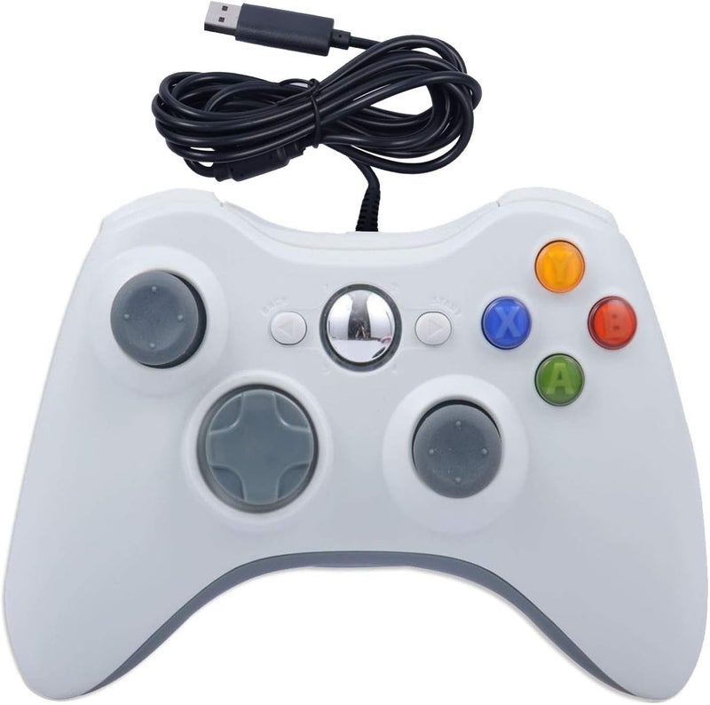 ONE250 USB Wired Game Pad Controller, Compatible with Xbox 360, Xbox 360 Slim, Windows PC - Replacement USB Wired Gamepad (White) - Image 1