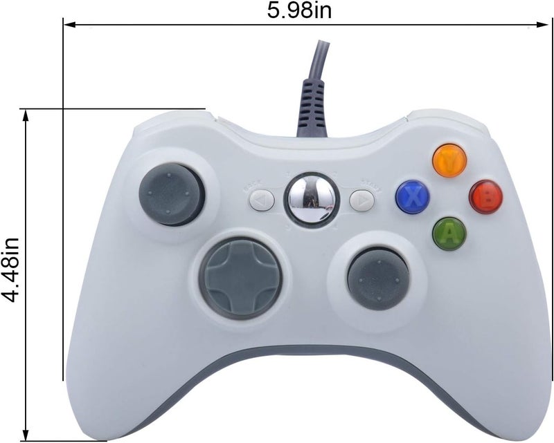 ONE250 USB Wired Game Pad Controller, Compatible with Xbox 360, Xbox 360 Slim, Windows PC - Replacement USB Wired Gamepad (White) - Image 3
