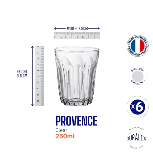 Duralex France Provence Clear Tumbler 250ML, Set of 6 Glasses | 3X Stronger & Durable | Ideal for Hot or Cold Drinks, Tea, Coffee, Juice, Cocktails, Mocktails, Gifting | Tempered Glass - Image 4