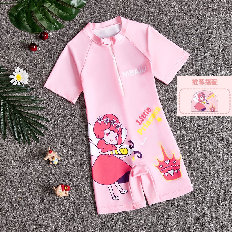 2025 Summer New Children''s Swimwear Girls'' Small and Medium-sized Children''s Swimwear Swimwear Cartoon Boys'' Short-sleeved suit - Image 1