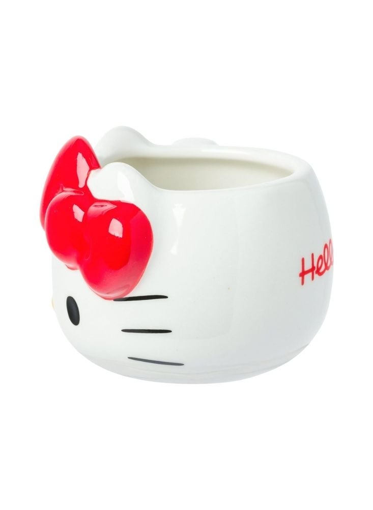 هالو كيتي كوب سيراميك ثلاثي الأبعاد بطبعة "هالو كيتي" | كوب أبيض لطيف مع فيونكة حمراء | تصميم كاواي من "سانريو" - Image 2