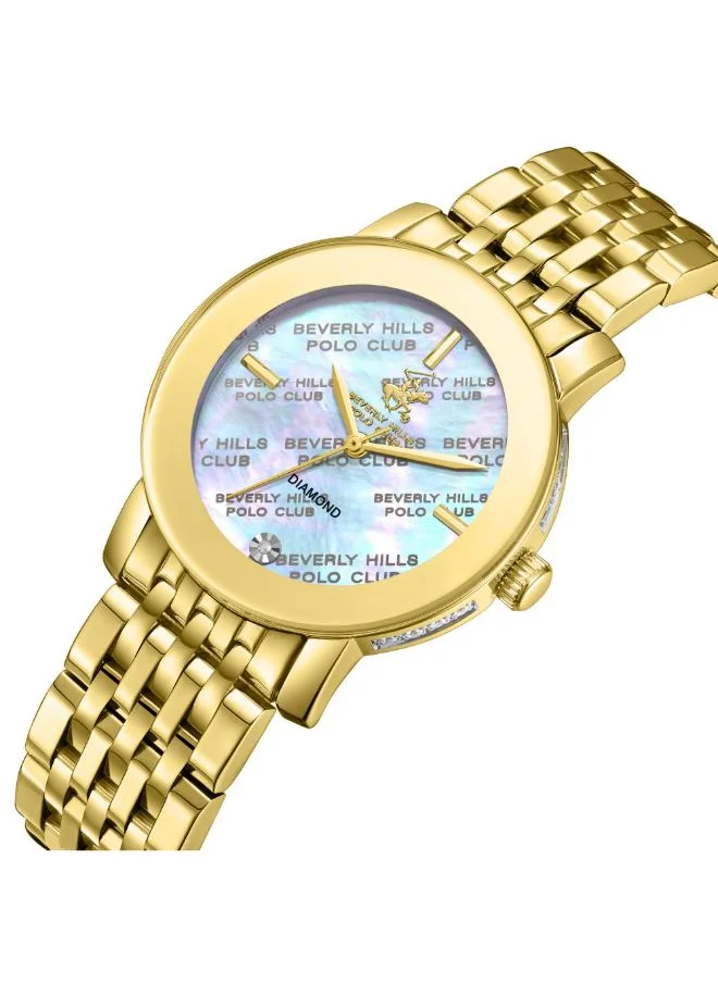 BEVERLY HILLS POLO CLUB BEVERLY HILLS POLO CLUB BP3670C.120 Women's Analog Display Watch & Metal Strap Gold