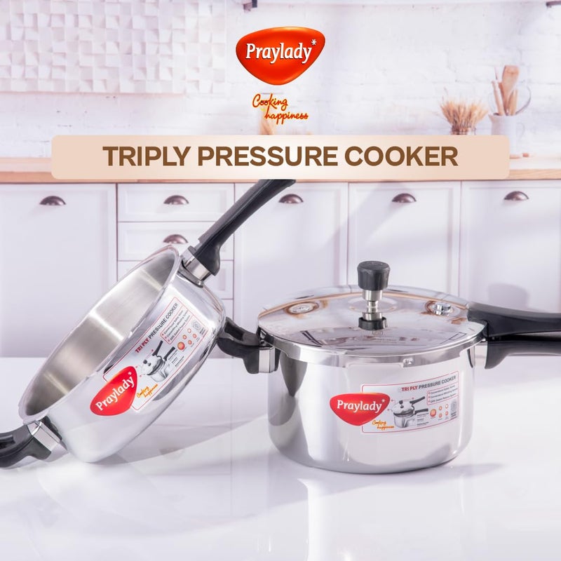 PrayLady Triply Pressure Cooker 15Ltr with SAS Body Bakelite Handle Vitro Ceramic Halogen Induction and Gas Compactible Fast and Even Cooking ISI Certified 5 Year Warranty - Image 4