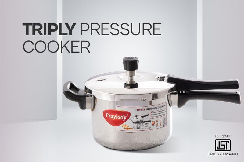 PrayLady Triply Pressure Cooker 15Ltr with SAS Body Bakelite Handle Vitro Ceramic Halogen Induction and Gas Compactible Fast and Even Cooking ISI Certified 5 Year Warranty - Image 5