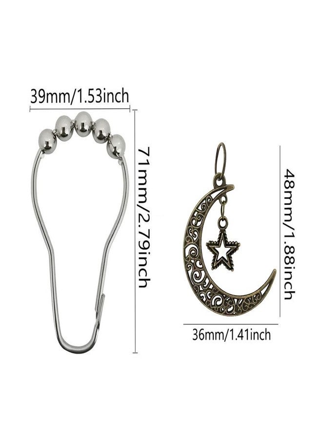 Generic Moon Star Shower Curtain Hooks, Set of 12, Stainless Steel, Shower Curtain Rings, Gothic Series Style Design - Image 2