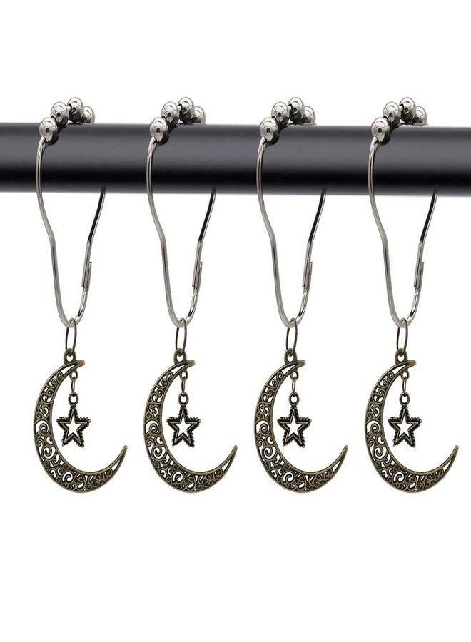 Generic Moon Star Shower Curtain Hooks, Set of 12, Stainless Steel, Shower Curtain Rings, Gothic Series Style Design - Image 1