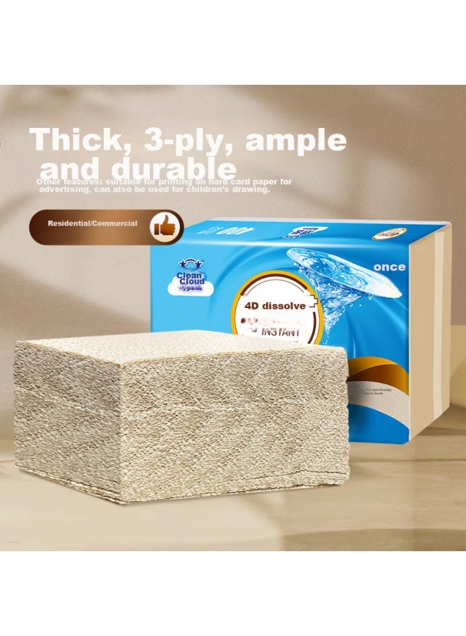 Hygienix Toilet Paper, Natural Color Paper 4d Dissolving + 402 Sheets * 10 Packs, Square Box Packaging, Quick-dissolving Grass Paper Tissue Paper - Image 2