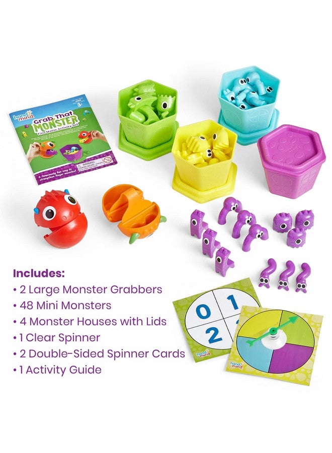 hand2mind Hand2Mind Grab That Monster Fine Motor Activity Set, Occupational Therapy Toys for Toddlers 3-4, Pincer Grasp Toys, Play Therapy Games - Image 2
