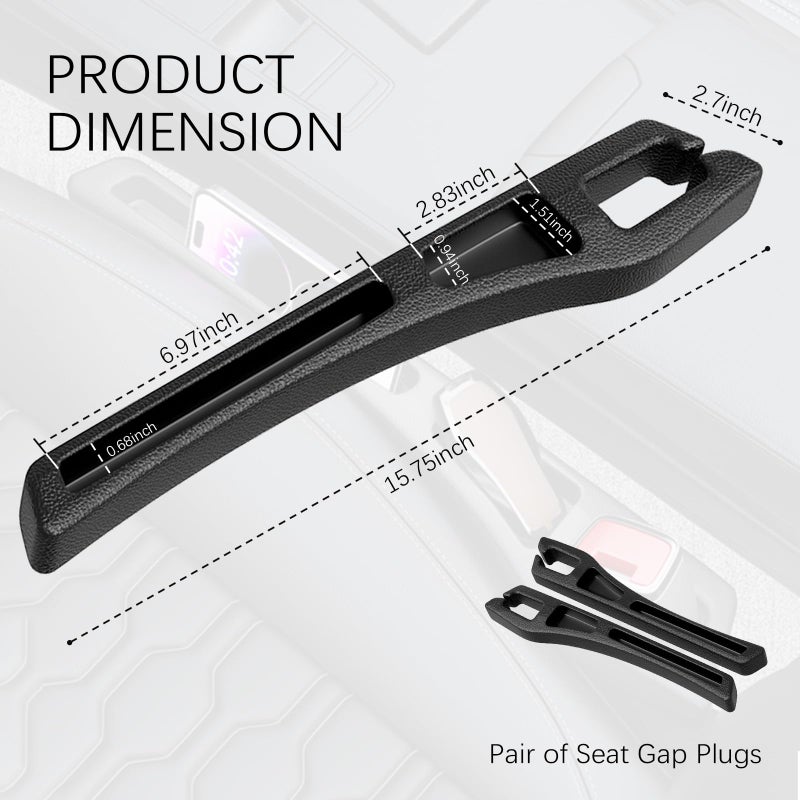 YGDMD 2PCS Car Seat Gap Filler Organizer,2 in 1 Car Gap Filler with Fill and Storage Function for Storing Phones Keys Cards,Universal Multifunctional No Drop Seat Guard for Cars - Image 2