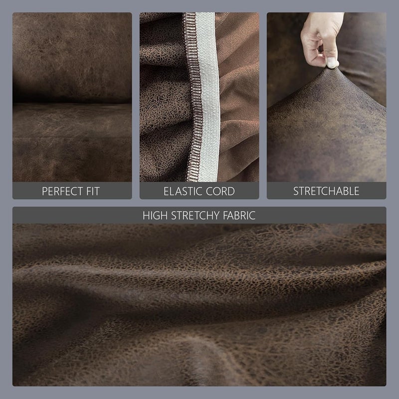 molasofa Leather Like Stretch Futon Slipcover Armless Futon Bed Sofa Cover Furniture Protector with Elastic Bottom, Soft and Washable Futon Cover for Sofa Bed Stay in Place（Larger，Dark Brown） - Image 4