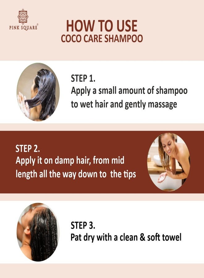 Pink Square Coco Care Shampoo with Coconut Extract Protein Shampoo For Hair Volume, Hair Fall, Anti Dandruff, Frizz Control, Shine & Strength Pack of 2 of 100 ML - Image 3