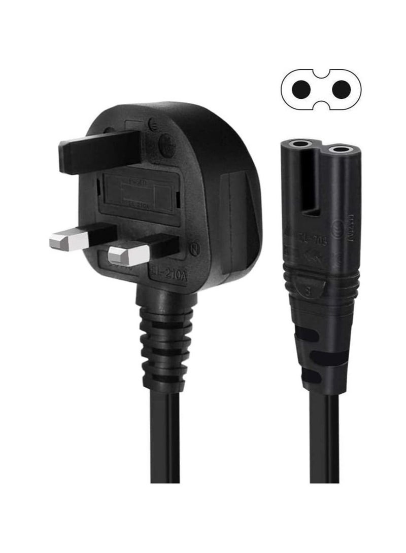 1.5 Meters Power Cable Figure 8 Power Lead IEC C7 UK Plug Power Cord 2 Pin Mains Lead for LG Sony TV PS4 PS5 Sky Box XBox Playstation Samsung Philips Hisense Panasonic Sharp TCL Smart TV Monitor - Image 1