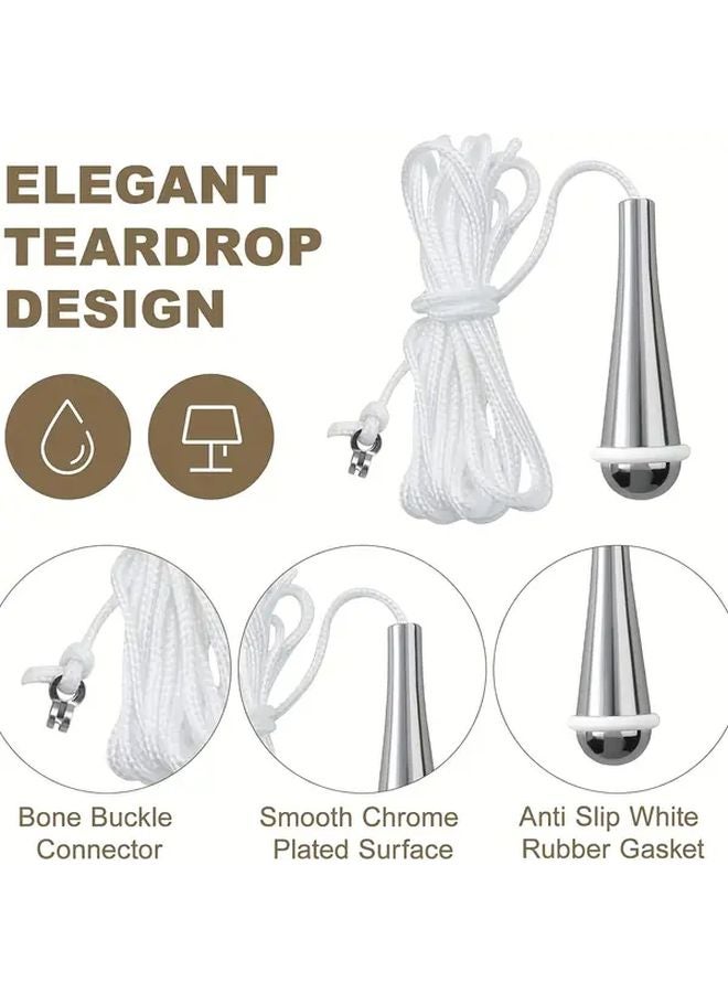 Chrome Teardrop Bathroom Light Pull Cord Handle Heavy Duty Metal Construction - Image 4
