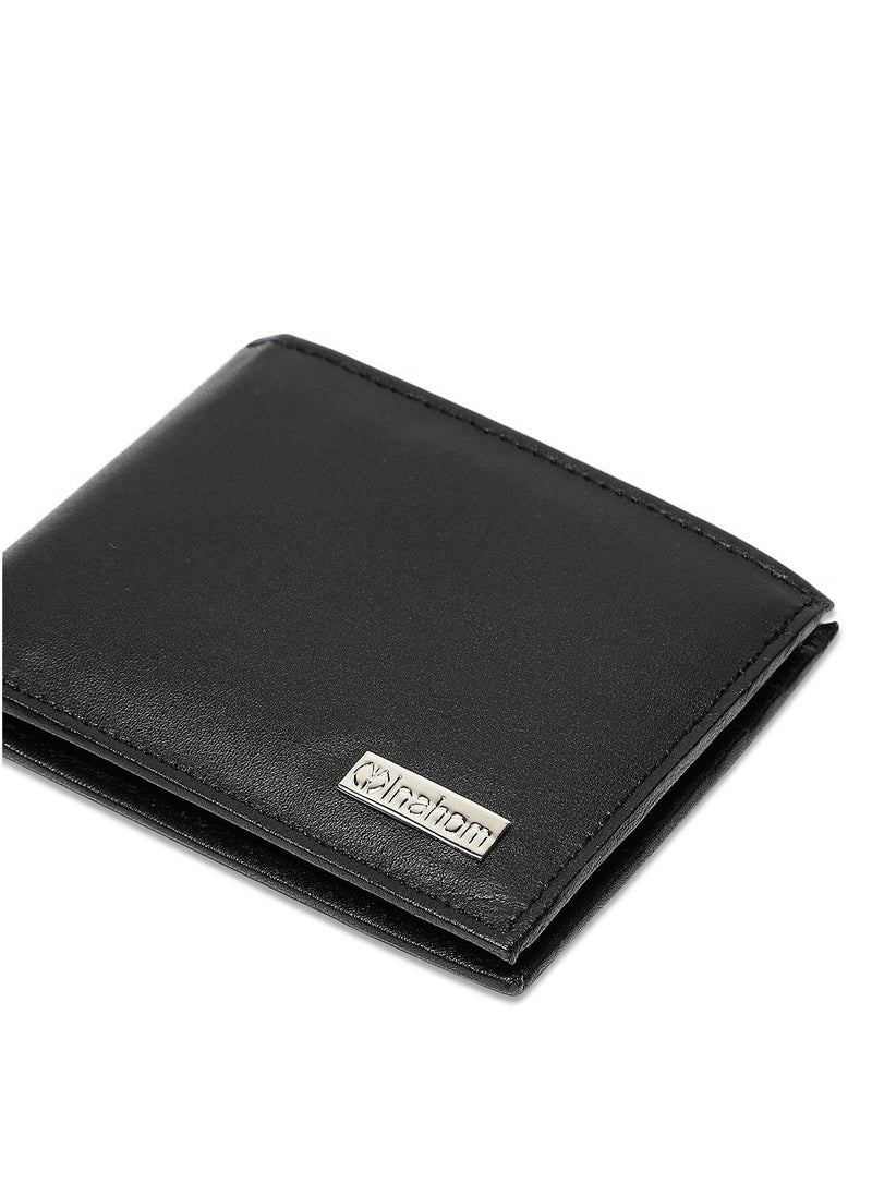 Inahom - Inahom Bi-Fold Organised Wallet Flat Nappa Genuine and Smooth Leather Upper IM2021XDA0003-001-Black - Image 1