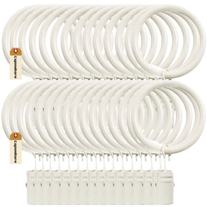 SET OF 30 DECORATIVE METAL DRAPERY CURTAIN RINGS WITH CLIPS15 INCH INTERIOR DIAMETER WHITE CLIP RINGS FOR CURTAINPREMIUM IRON MATERIAL