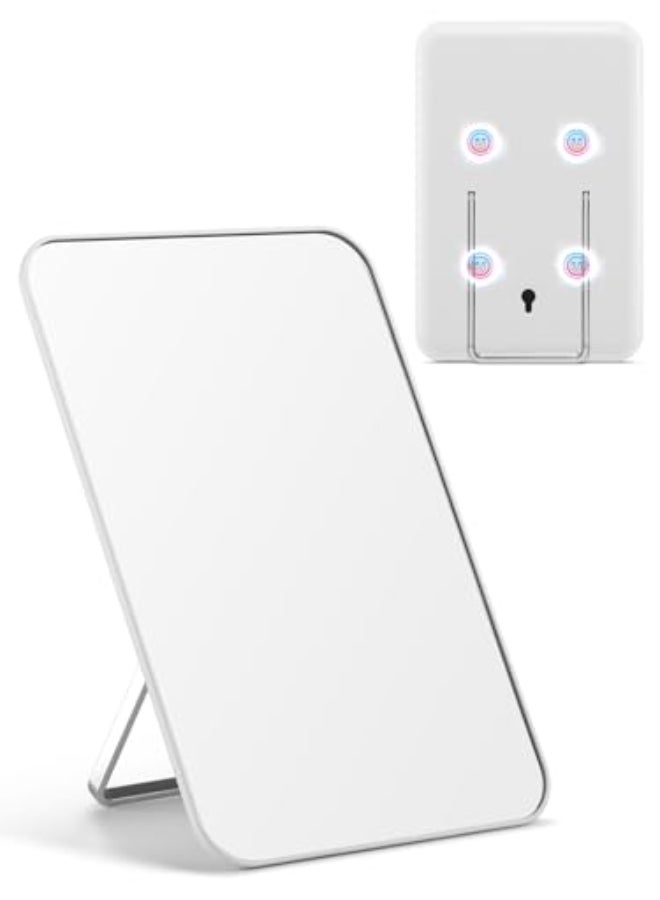 OMIRO Magnetic Locker Mirror for School 8 x 5 inches Desk Makeup Mirror with Foldable Stand and Hanging Hole for Shaving Strong Magnets for Secure AttachmentWhite - Image 1