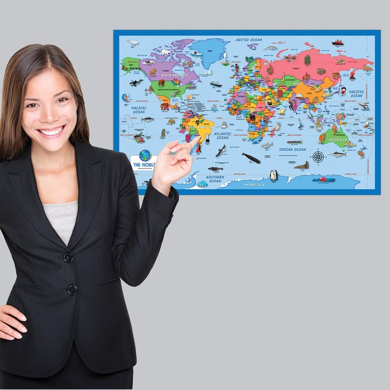 Palace Learning 2 Pack - World & USA Map for Kids [Illustrated] - 2 Poster Set (LAMINATED, 18" x 29") - Image 5