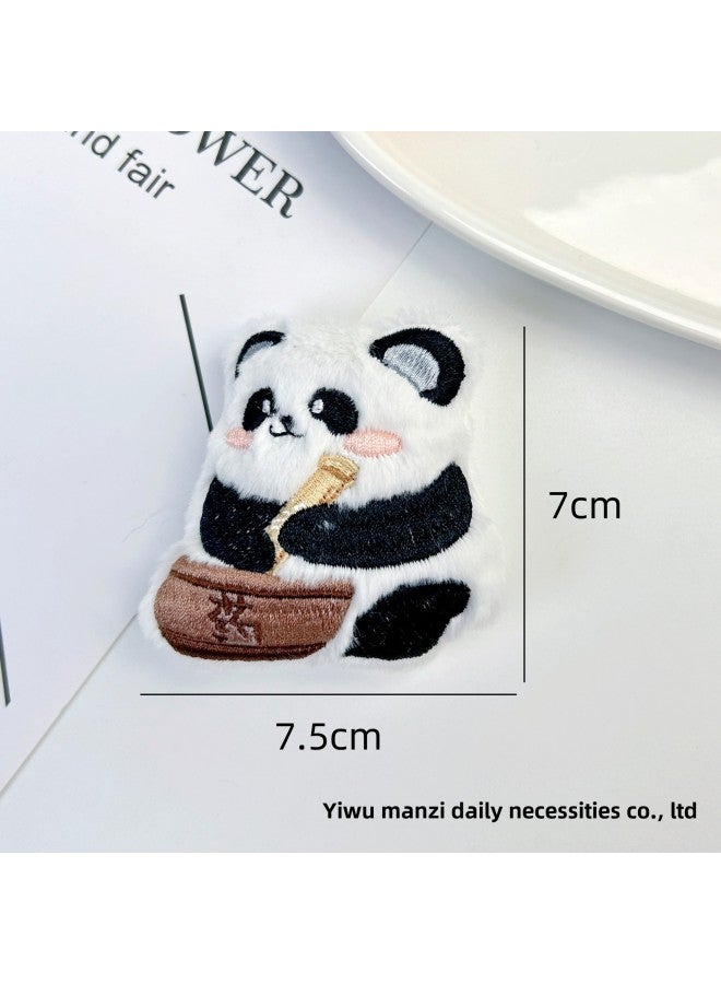 Bamboo Panda Squeaky Pendant Panda Series Brooch Plush Toy Shoes And Hats Clothing Scarf Socks Accessories-Specifications:Pounding Panda-Color:Brooch Style - Image 1