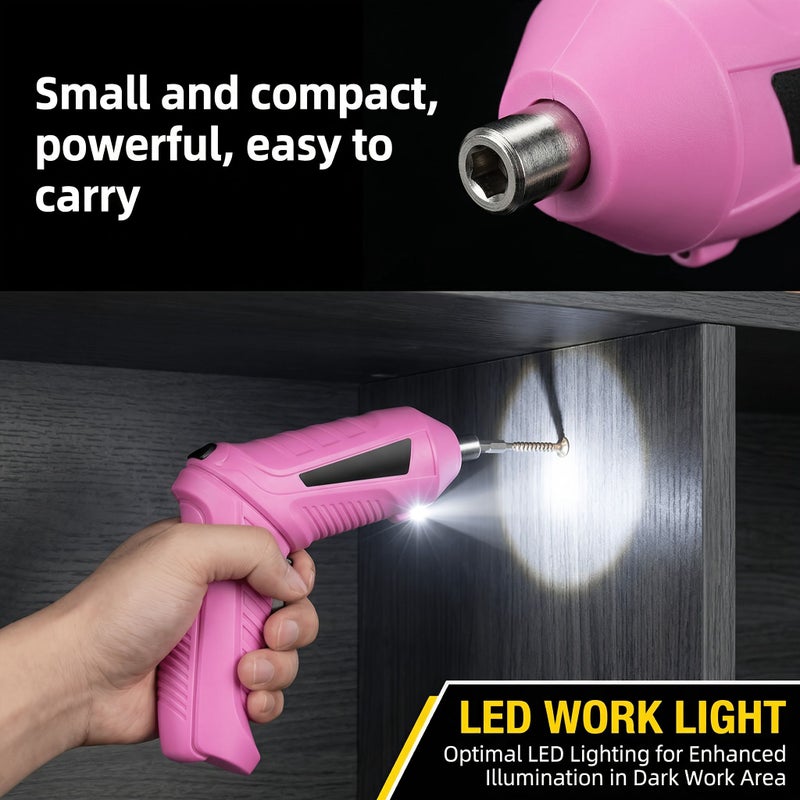 4-Piece Set Handheld Electric Screwdriver with LED Light, Strong Torque, Long Battery Life, Compact and Lightweight for Straight and Angled Use - Image 2